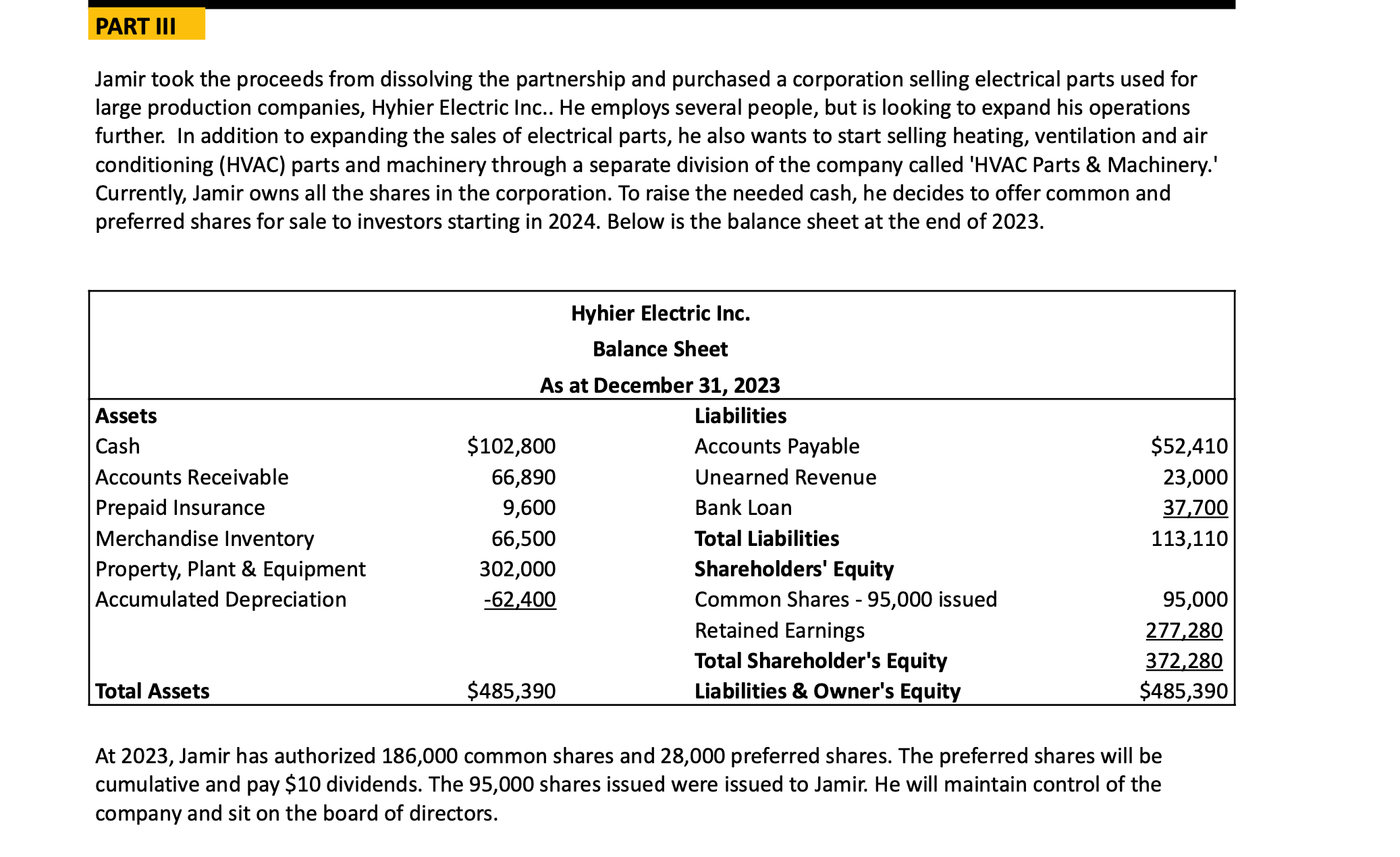 PLEASE DO PART 3 EEE PART Ill Jamir took the