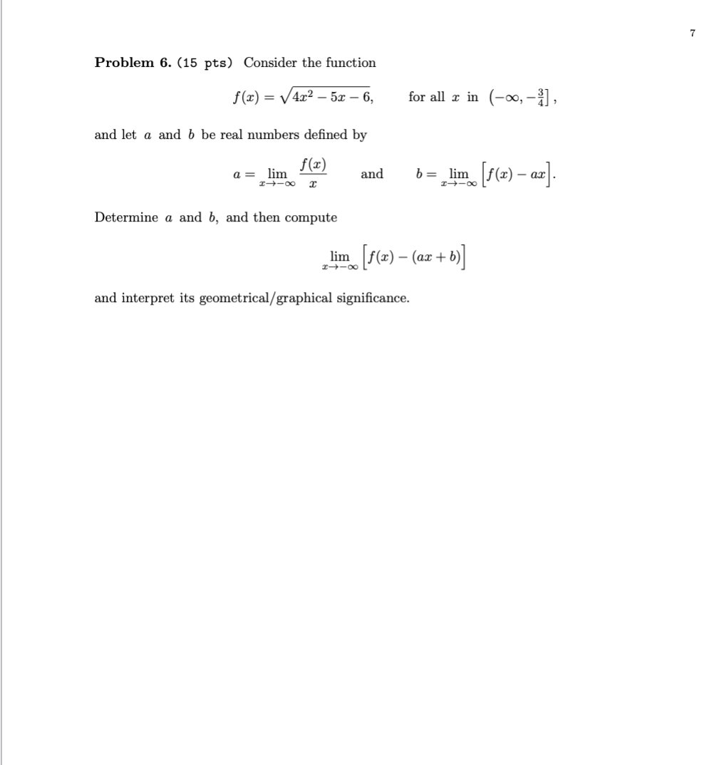 answer this 7 Problem 6. (15 pts) Consider the