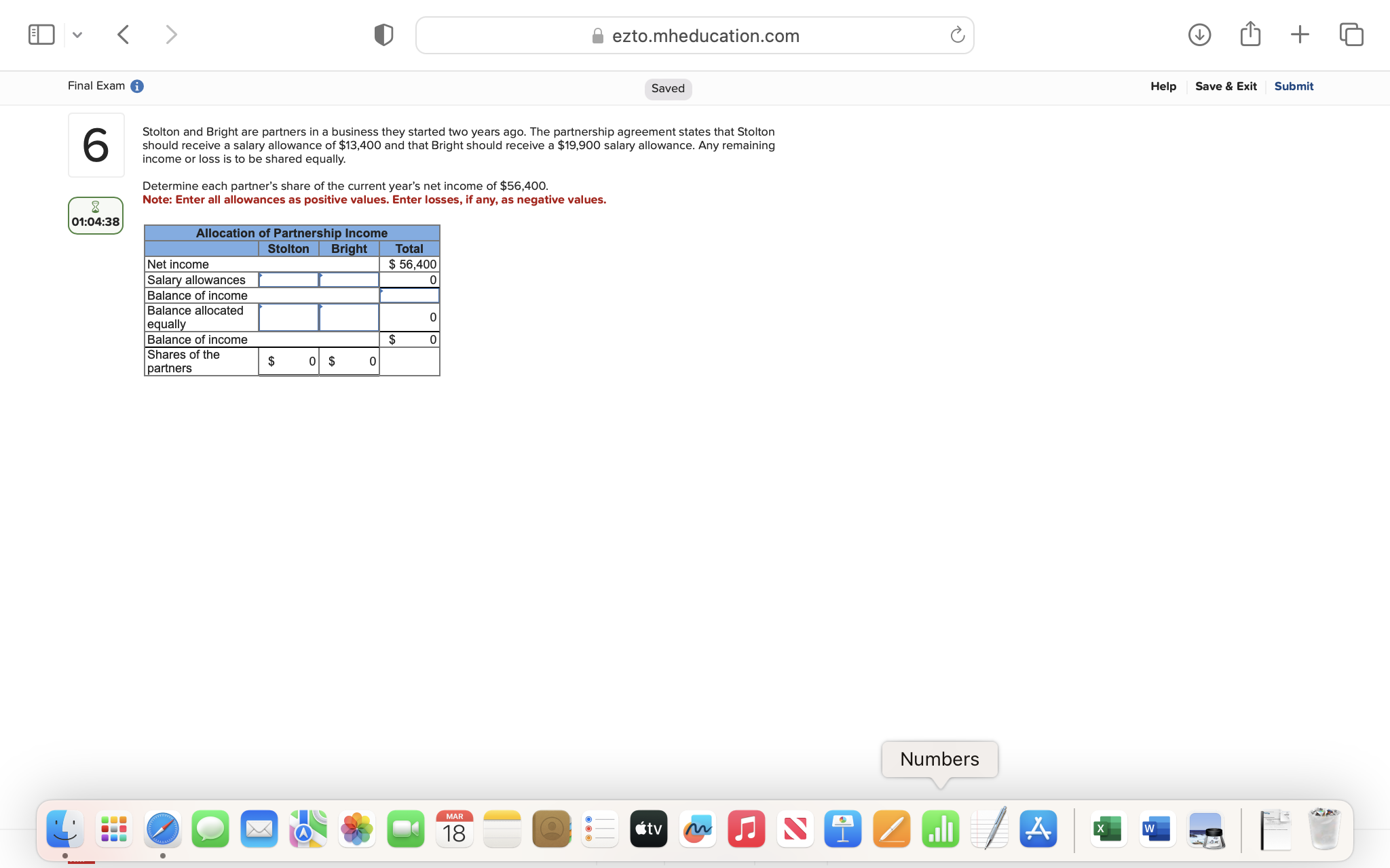 FJD~-~ < ) @ ezto.mheducation.com Final Exam @