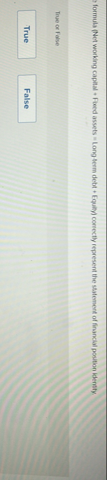 formula ( Net working capital Fixed assets = Long