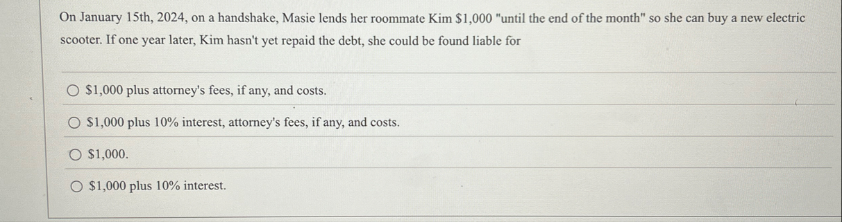 On January 1 5 th , 2 0 2 4 , on a handshake,