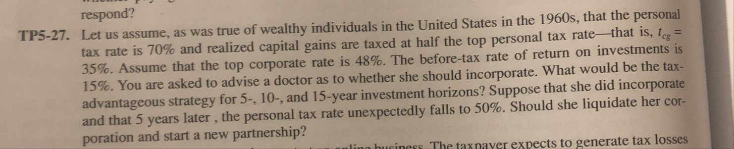 TP 5 - 2 8 . A wealthy taxpayer is planning to