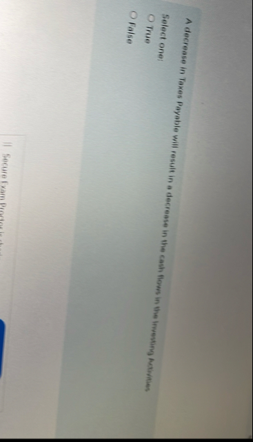 A decrease in Taxes Payable will result in a