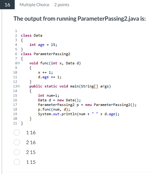answer this please 16 Multiple Choice 2 points