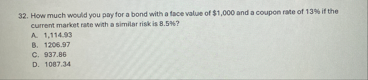 How much would you pay for a bond with a face