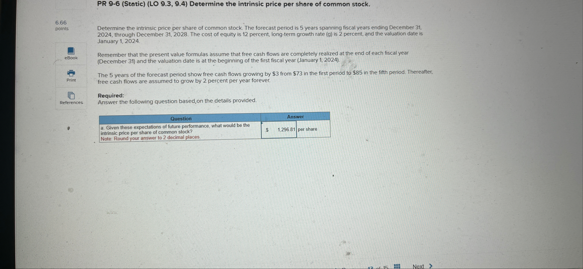 PR 9 - 6 ( Static ) ( LO 9 . 3 , 9 . 4 )