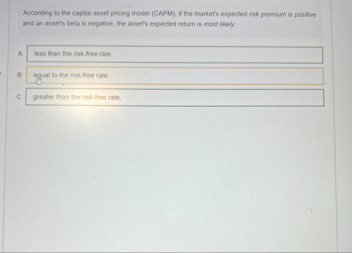 According to the capital asset pricing model (