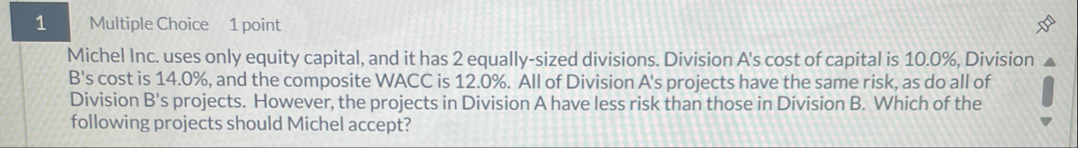 1 Multiple Choice 1 point Michel Inc. uses only