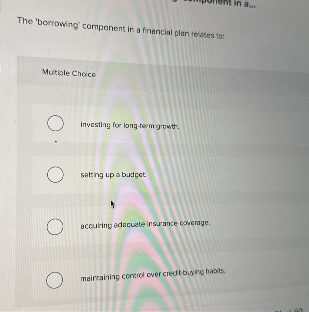The 'borrowing' component in a financial plan