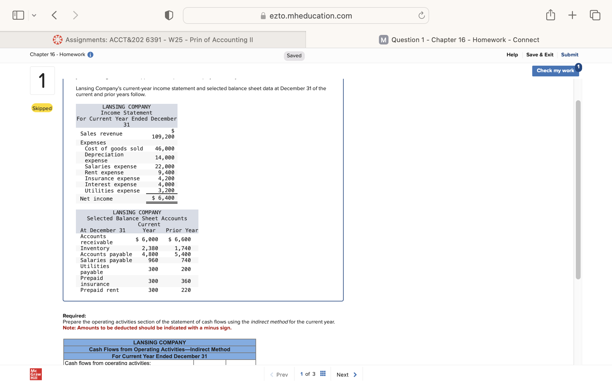 < ezto.mheducation.com + Assignments: ACCT&202