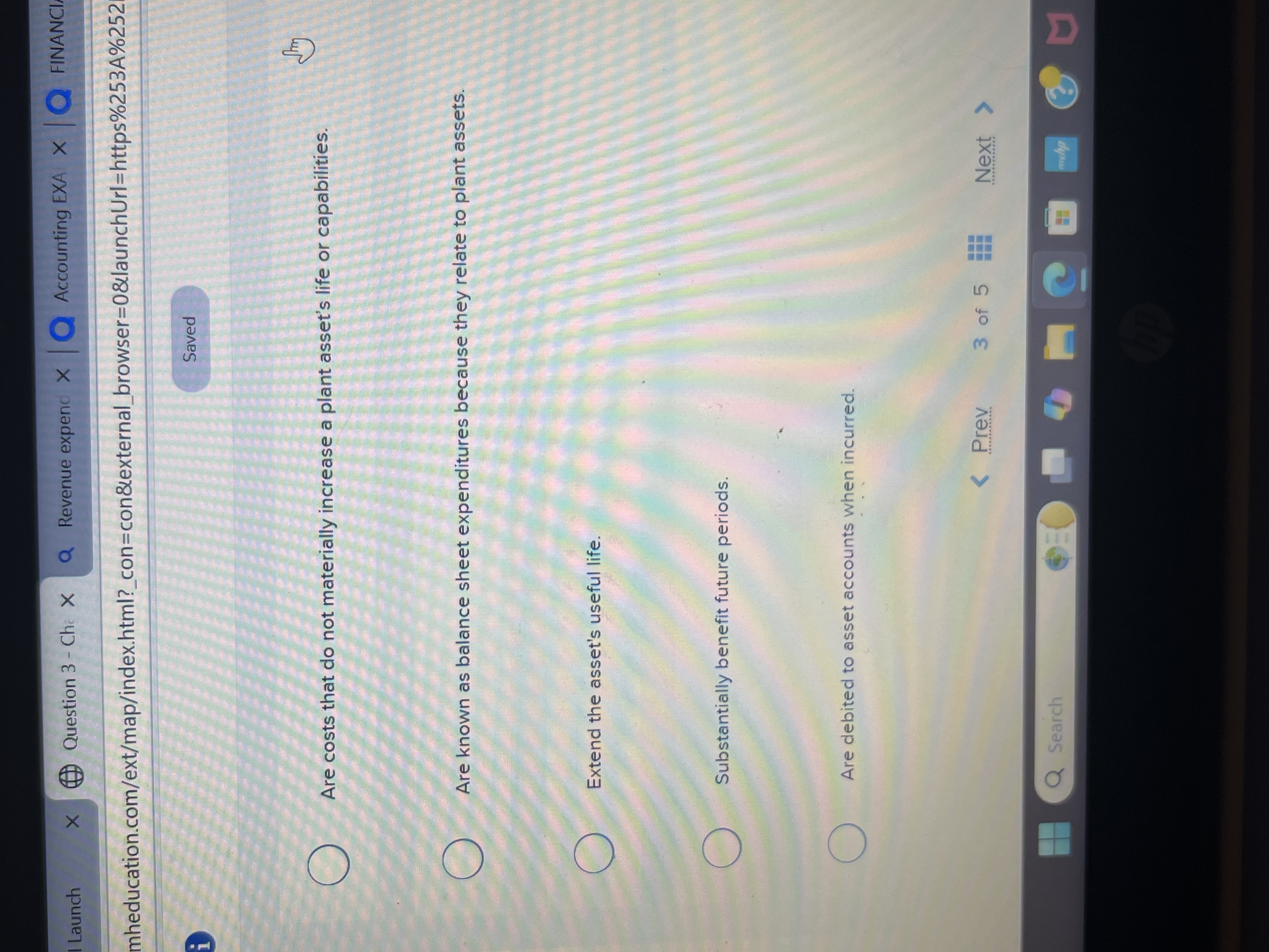 Revenue expenditures are I Launch X Question 3 -