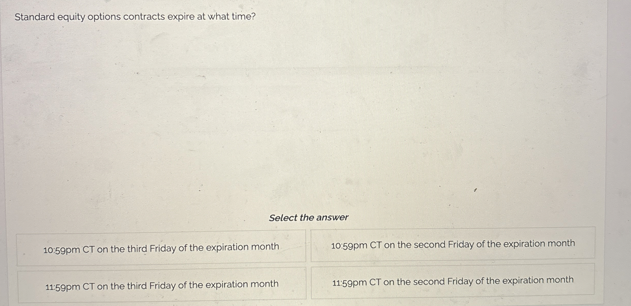 Standard equity options contracts expire at what