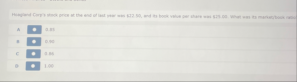 Hoagland Corp's stock price at the end of last