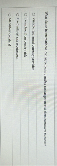 What clause in international loan agreements