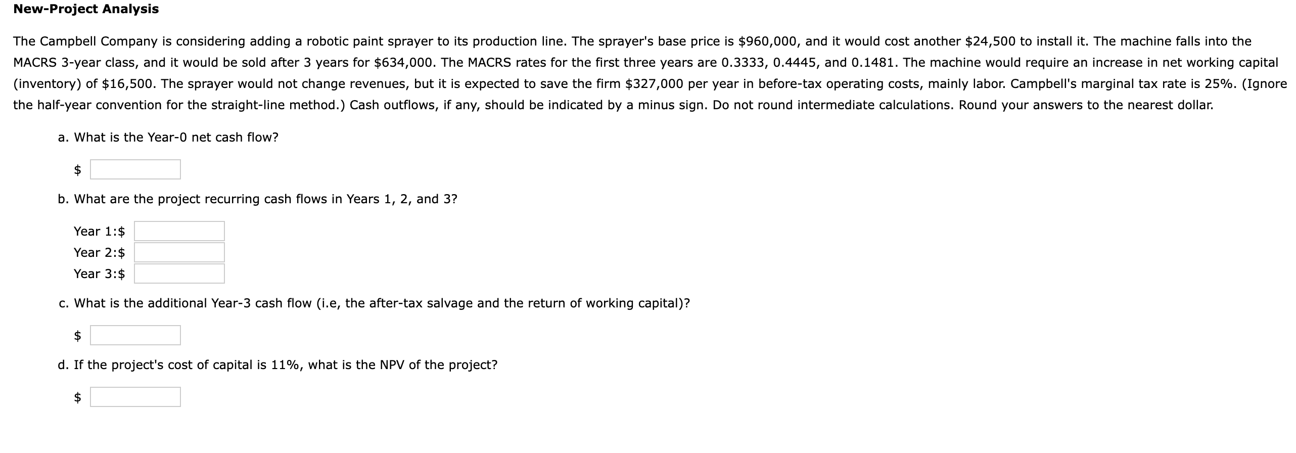New - Project Analysis a . What is the Year - 0