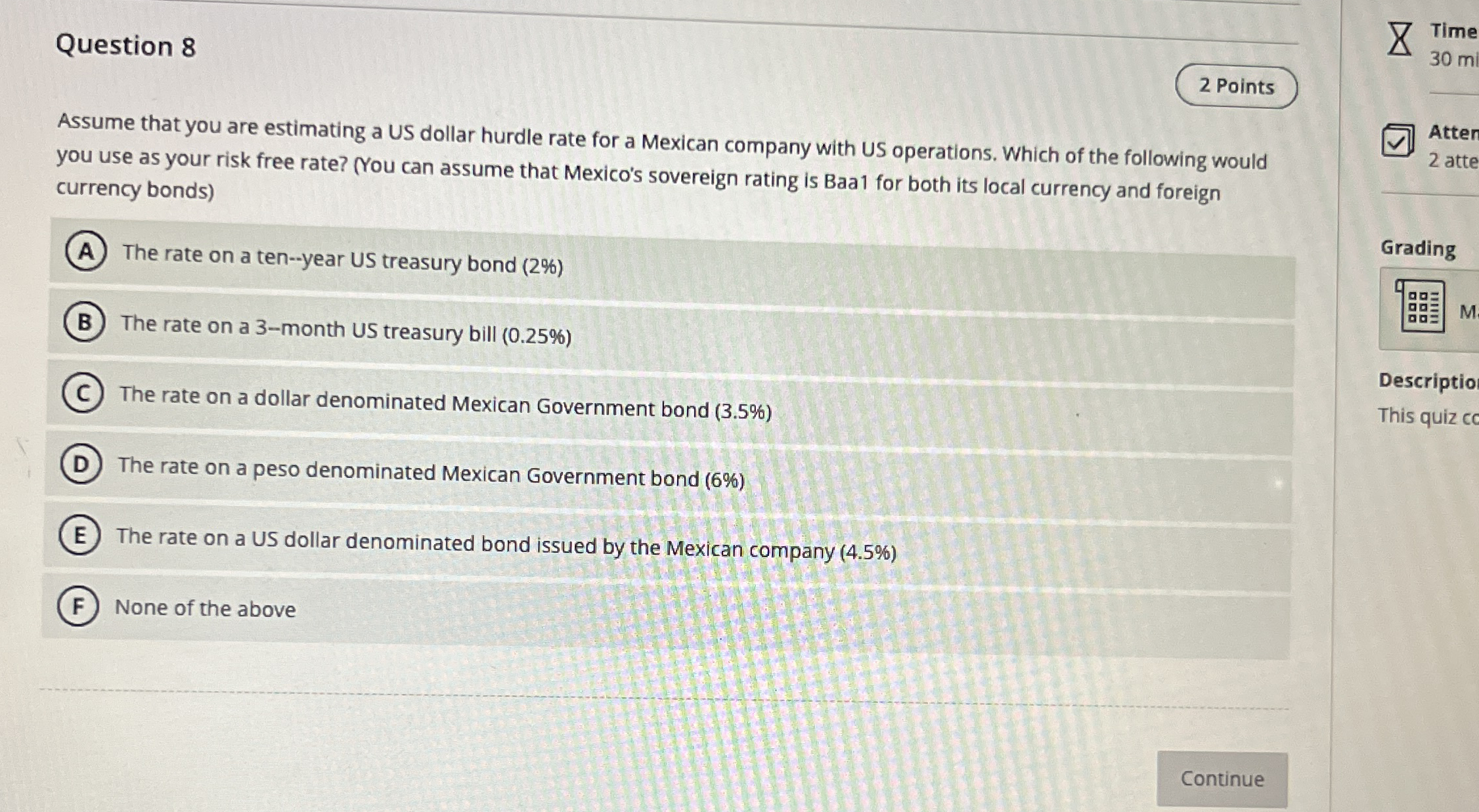 Question 8 2 Points Assume that you are