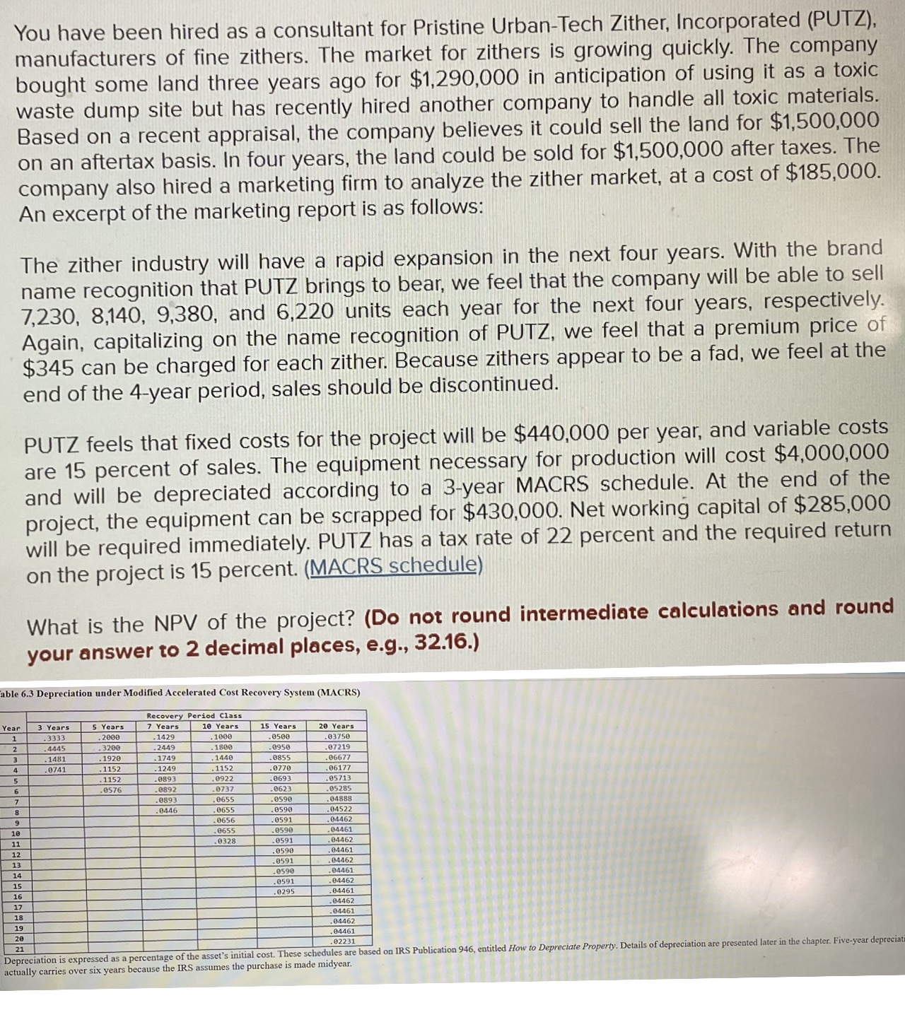able 6 . 3 Depreciation under Modified