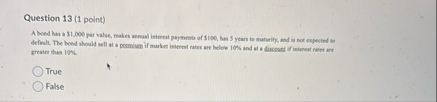 Question 1 3 ( 1 point ) A beed has a $ 1 , 0 0 0
