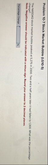 Problem 1 0 - 7 Stock Market Bubble ( LG 1 0 - 5