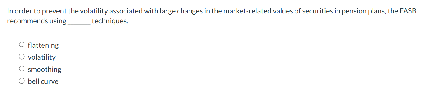 In order to prevent the volatility associated