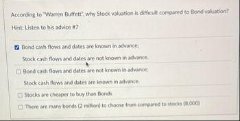 According to "Warren Buffett", why Stock