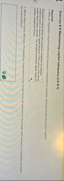 Exercise 8 - 9 Maintaining capital adequacy ( LO