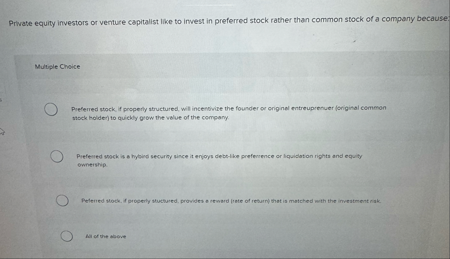 Private equity investors or venture capitalist