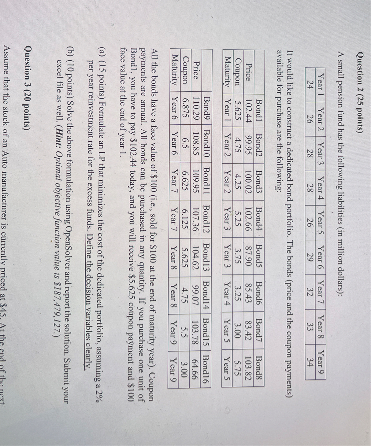 Question 2 ( 2 5 points ) A small pension fund