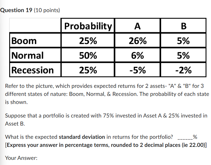 Question 1 9 ( 1 0 points ) Refer to the picture,
