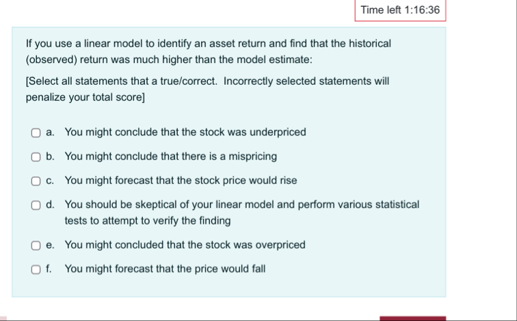 Time left 1 : 1 6 : 3 6 If you use a linear model