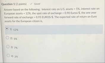 Question 1 ( 2 points ) Soved Answer based on the