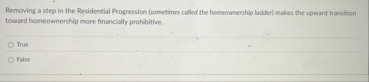 Removing a step in the Residential Progression (