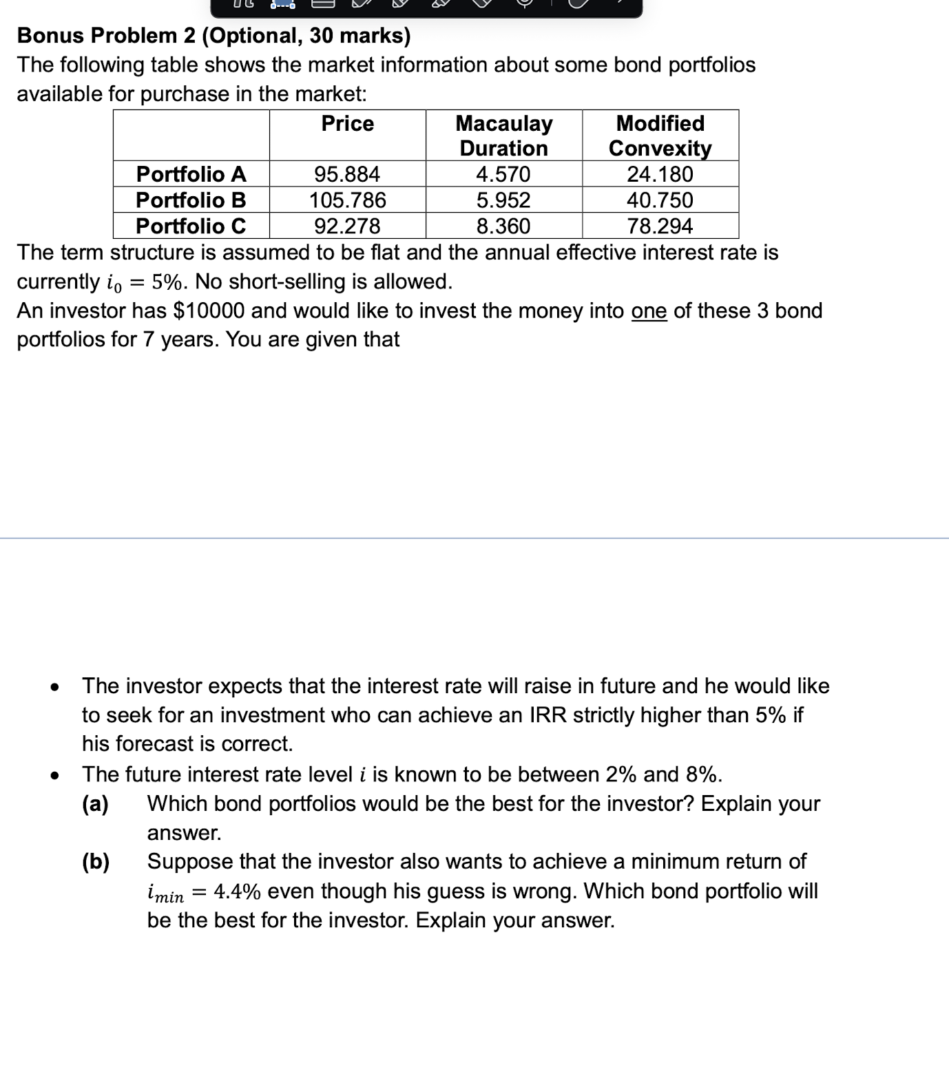 Bonus Problem 2 ( Optional , 3 0 marks ) The