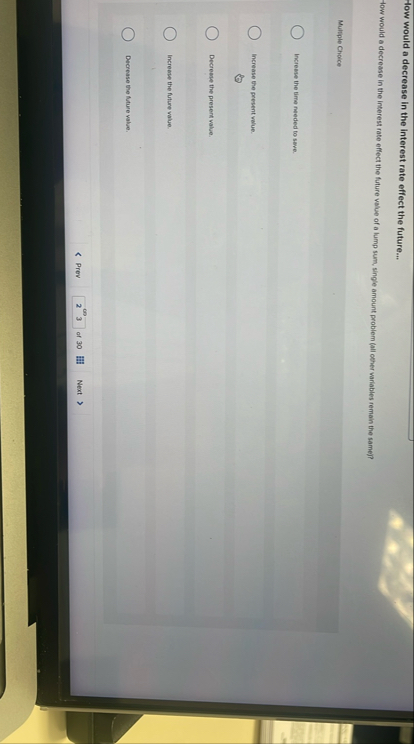 How would a decrease in the interest rate effect