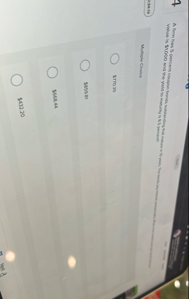 4 value is $ 1 , 0 0 0 and the yield to maturity