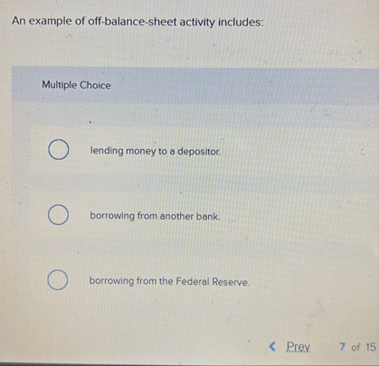 An example of off - balance - sheet activity