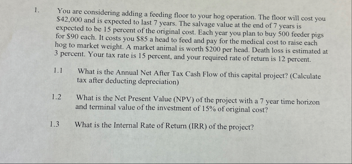 You are considering adding a feeding floor to