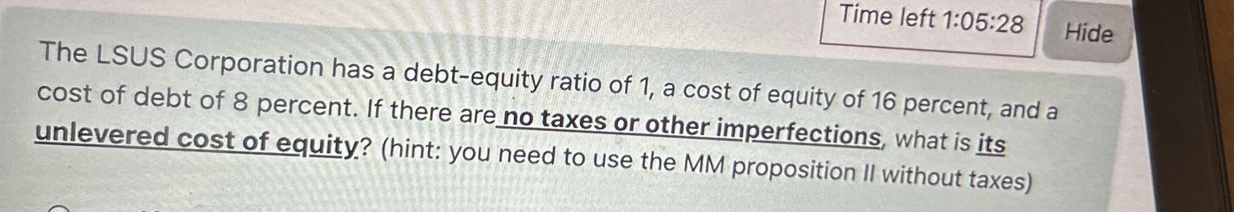 Time left 1 : 0 5 : 2 8 The LSUS Corporation has