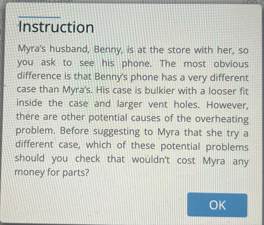 Instruction Myra's husband, Benny, is at the