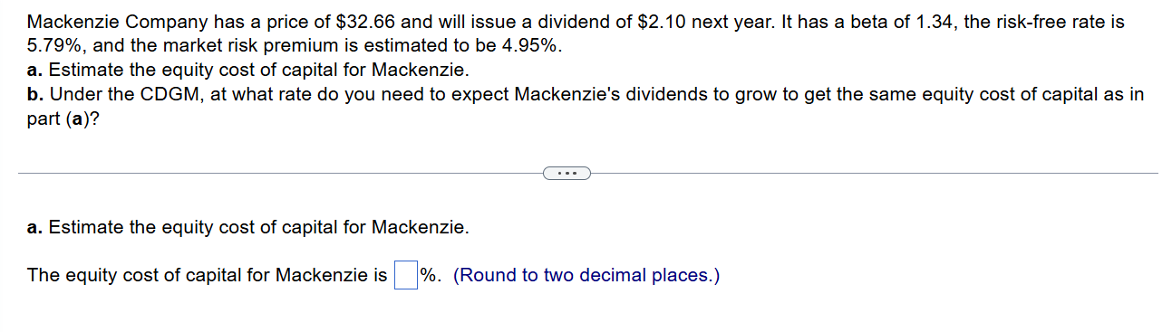 Mackenzie Company has a price of \ ( \ $ 3 2 . 6
