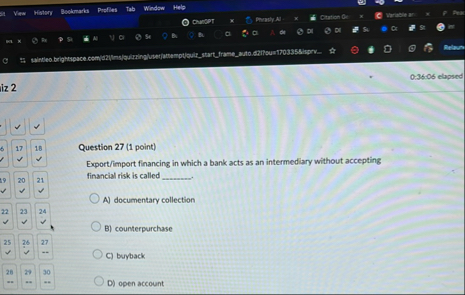 0 : 3 6 : 0 6 elapsed iz 2 1 7 1 8 Question 2 7 (
