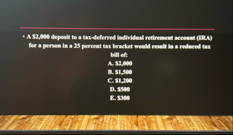 A S 2 , 0 0 0 deposit to a tax - deferred