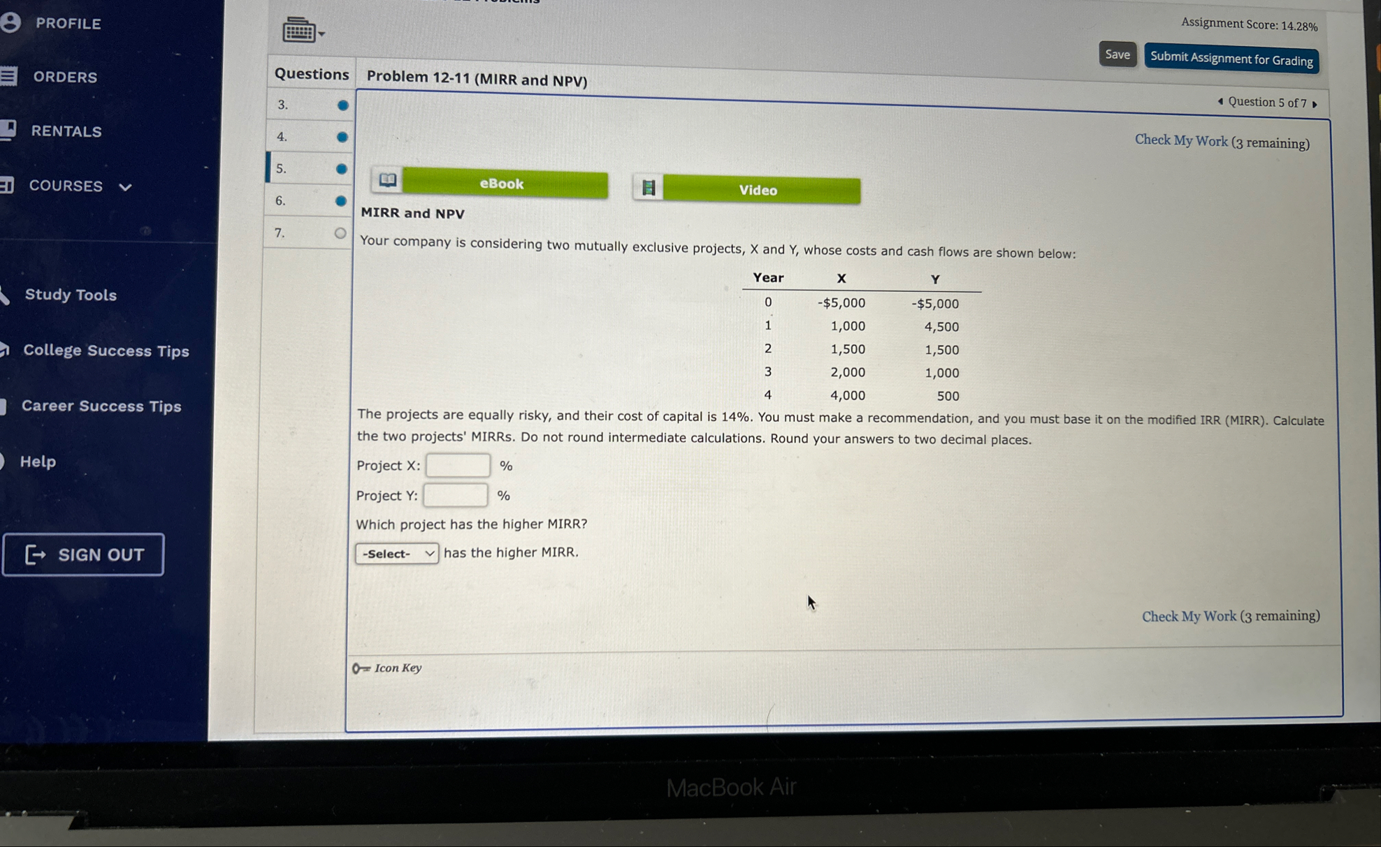 PROFILE Assignment Score: 1 4 . 2 8 % ORDERS