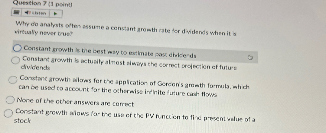 Why do analysts often assume a constant growth