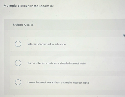 A simple discount note results in: Multiple