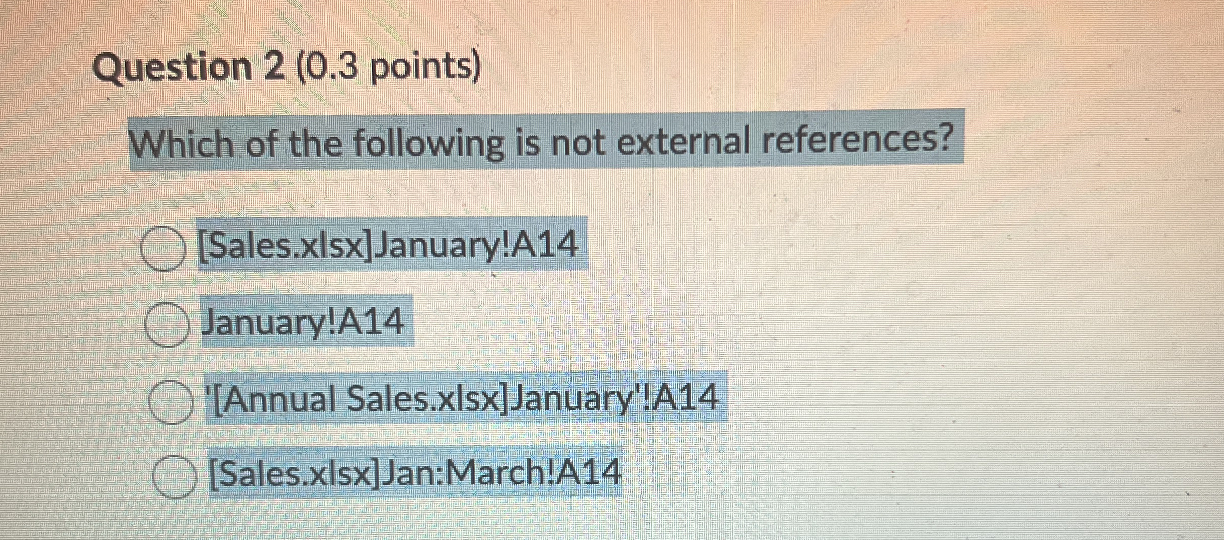 Question 2 ( 0 . 3 points ) Which of the