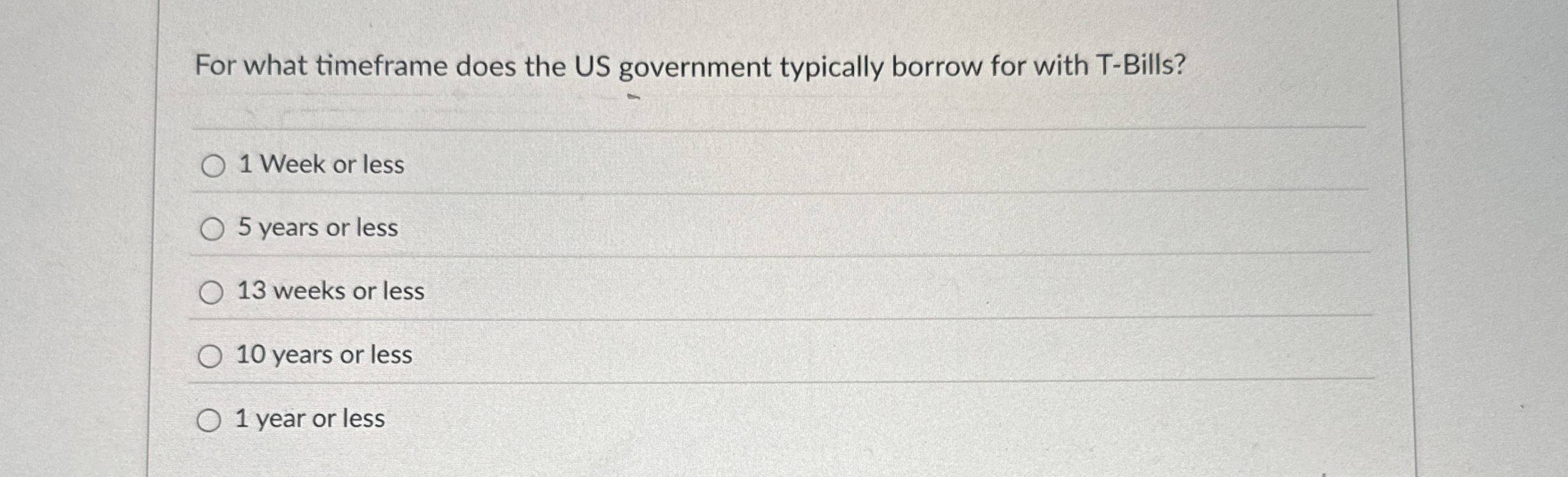 For what timeframe does the US government