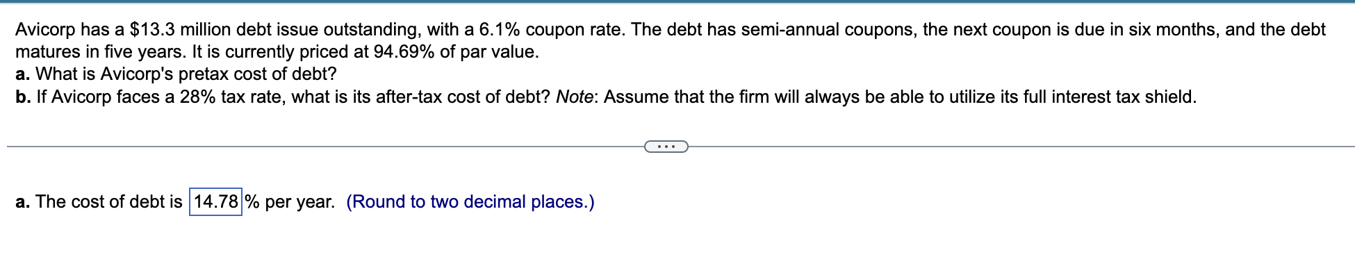 has a $ 1 3 . 3 1 3 . 3 million debt issue