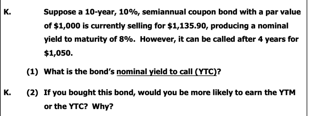 1 ) A 1 0 - year, 1 0 % semiannual coupon bond