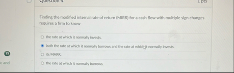 Finding the modified internal rate of return (